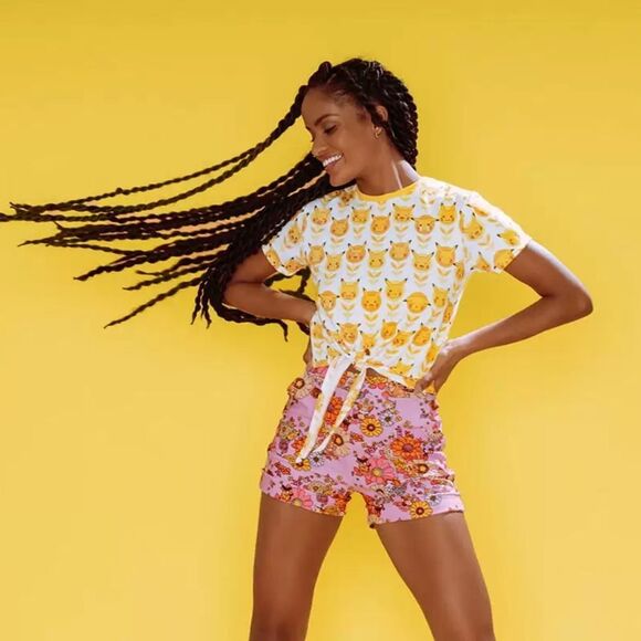 BLACKMILK Pokemon‎ Pikachu faces tie front crop short sleeve tee shirt XXL - Picture 10 of 10